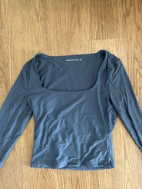 Abercrombie & Fitch Women's Long Sleeve Square Neck Top - Slate
